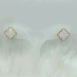 Chloe Clover Stud Earrings 18k Gold Plated Earrings in White
